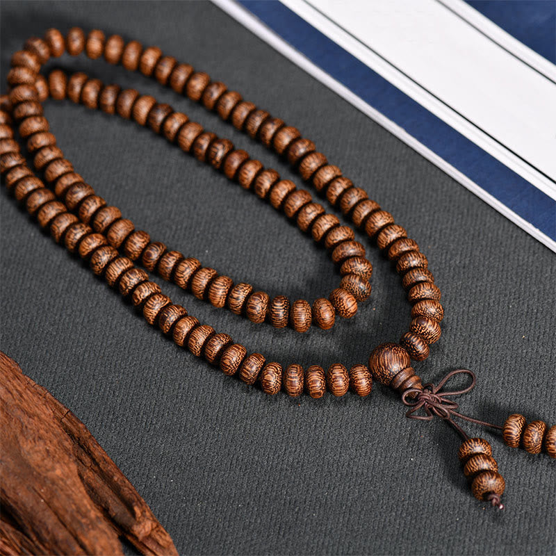 Calm Energy 108 Textured Wood Beads Mala