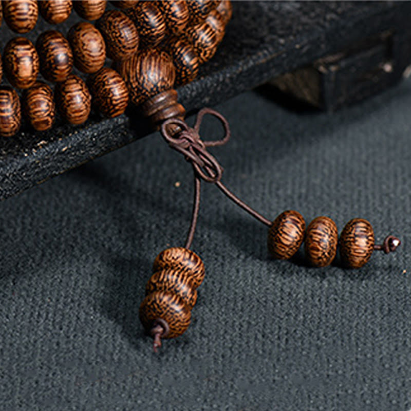 Calm Energy 108 Textured Wood Beads Mala