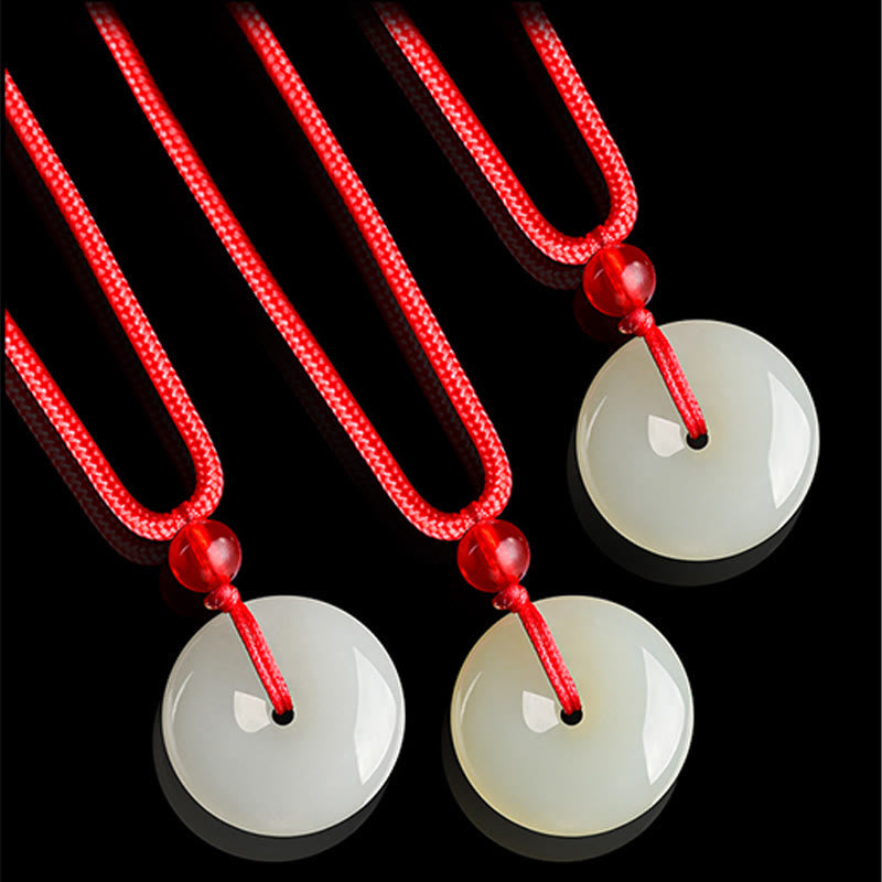 Nimara Ritual Jade Peace Buckle Abundance Red Rope Necklace Pendant