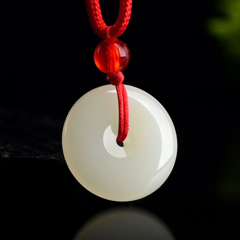 Nimara Ritual Jade Peace Buckle Abundance Red Rope Necklace Pendant
