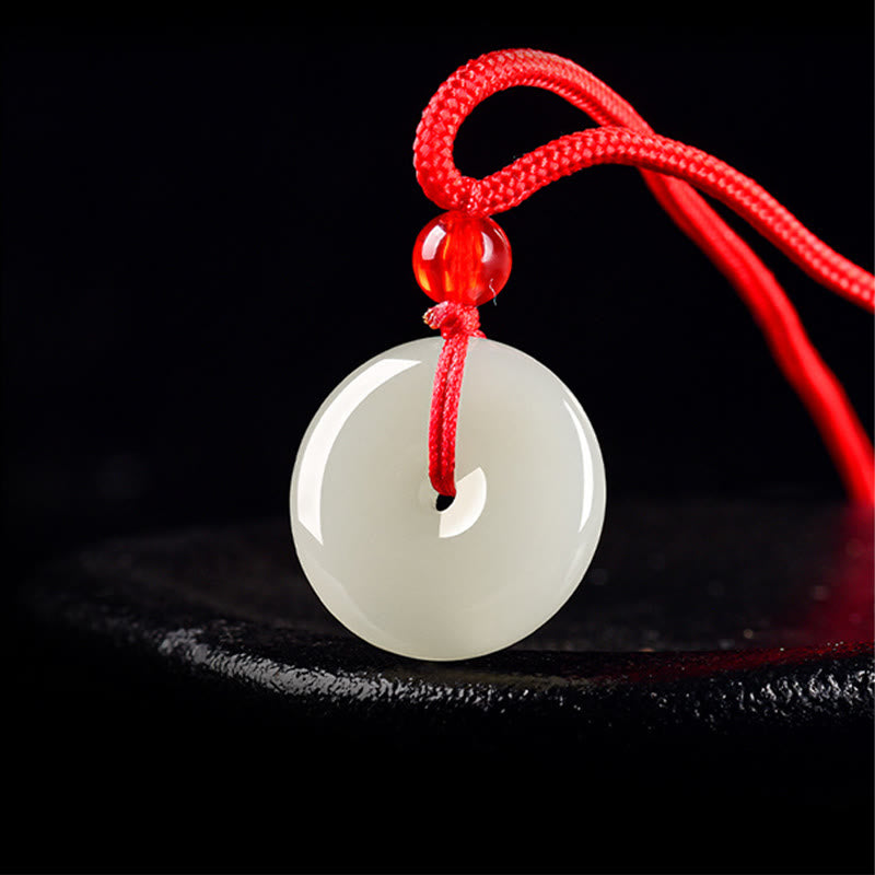 Nimara Ritual Jade Peace Buckle Abundance Red Rope Necklace Pendant