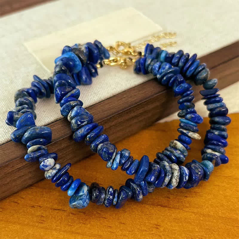 Positive and Serenity Natural Irregular Design Lapis Lazuli Lazurite Bracelet