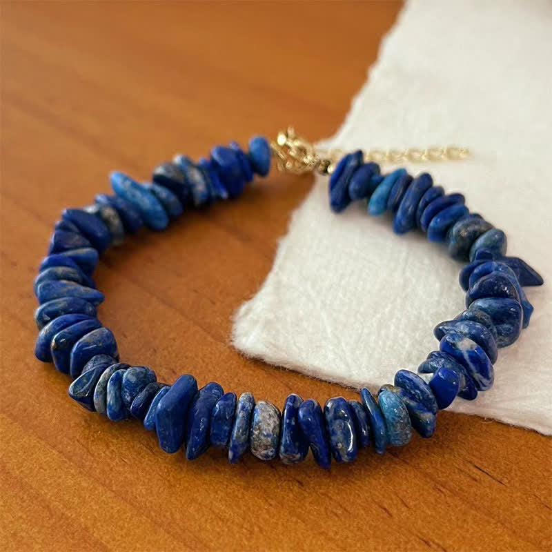 Positive and Serenity Natural Irregular Design Lapis Lazuli Lazurite Bracelet