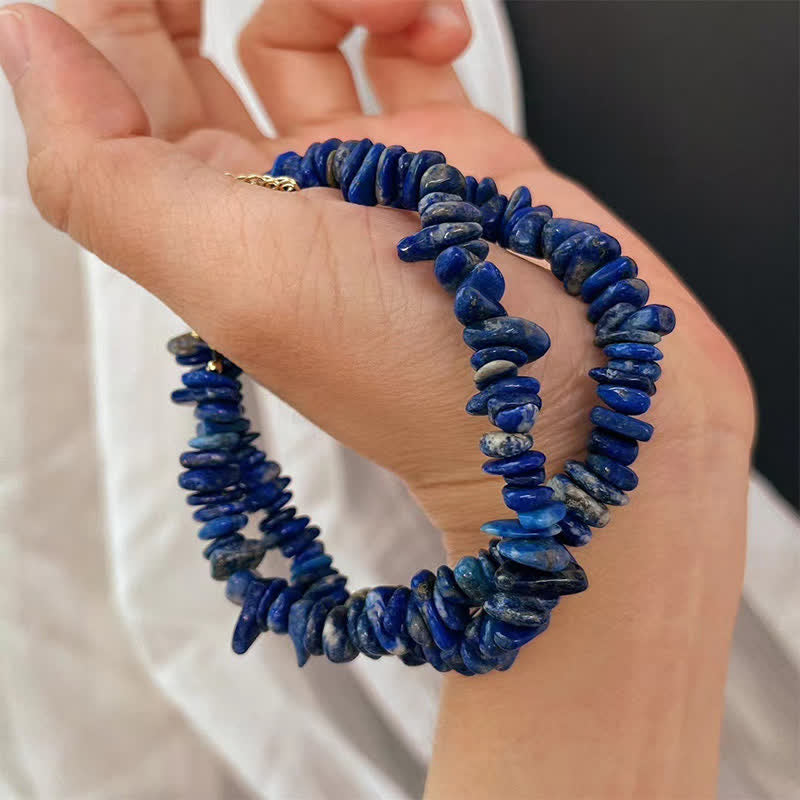 Positive and Serenity Natural Irregular Design Lapis Lazuli Lazurite Bracelet