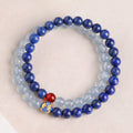Nimara Ritual Lapis Lazuli Aquamarine Red Agate Double Wrap Design Balance Bracelet
