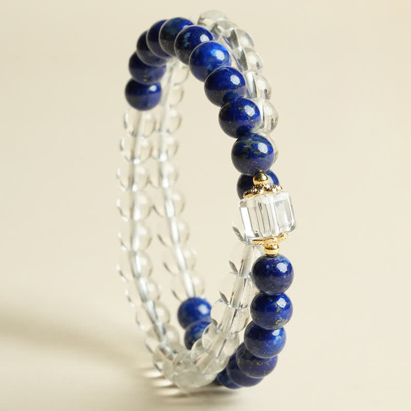 Nimara Ritual Lapis Lazuli Clear Quartz Balance Beaded Bracelet