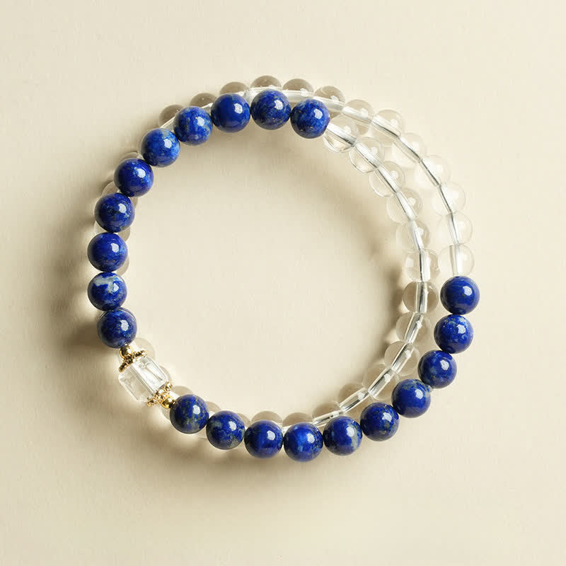 Nimara Ritual Lapis Lazuli Clear Quartz Balance Beaded Bracelet