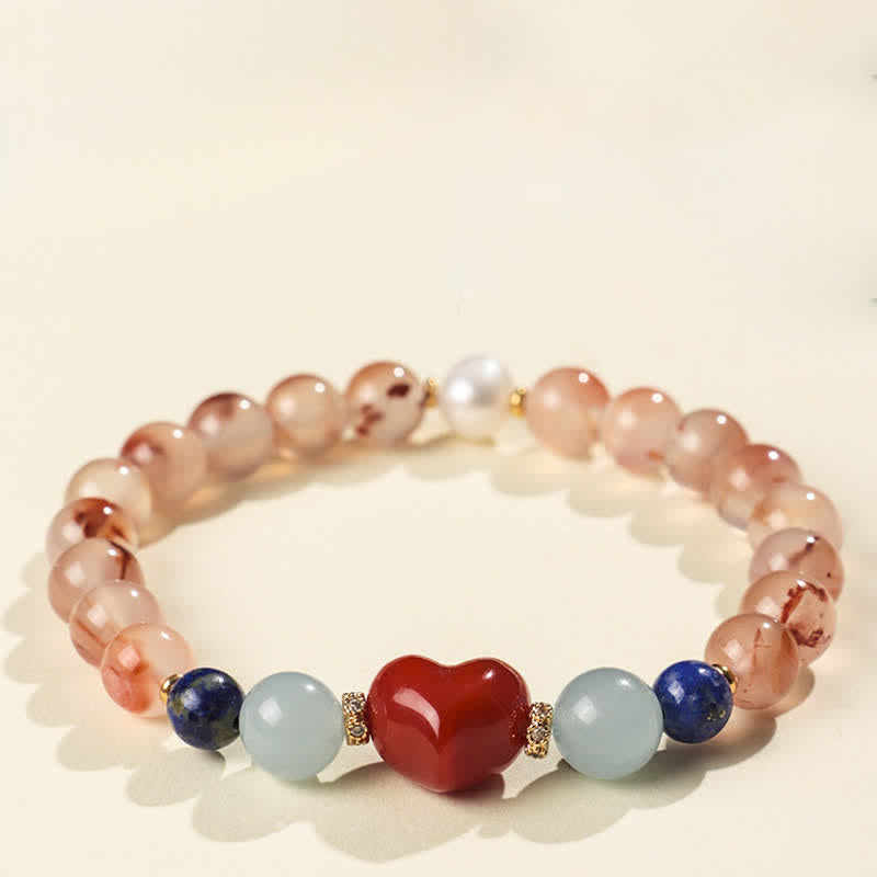 Nimara Ritual Heart Design South Red Agate Lapis Lazuli Success Bracelet