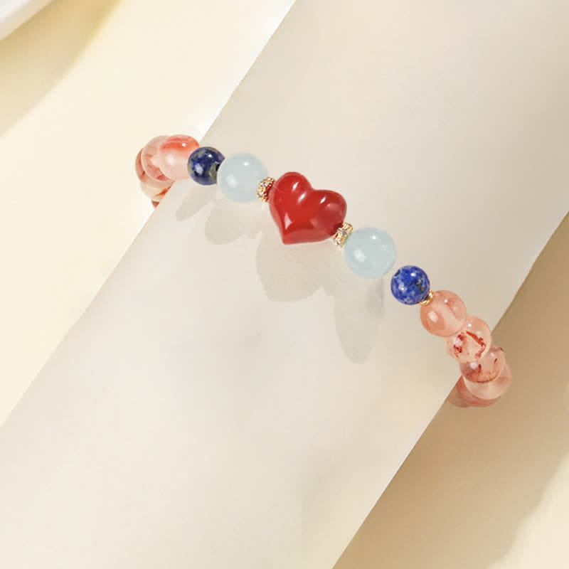Nimara Ritual Heart Design South Red Agate Lapis Lazuli Success Bracelet