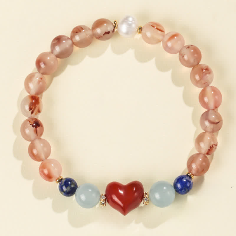 Nimara Ritual Heart Design South Red Agate Lapis Lazuli Success Bracelet