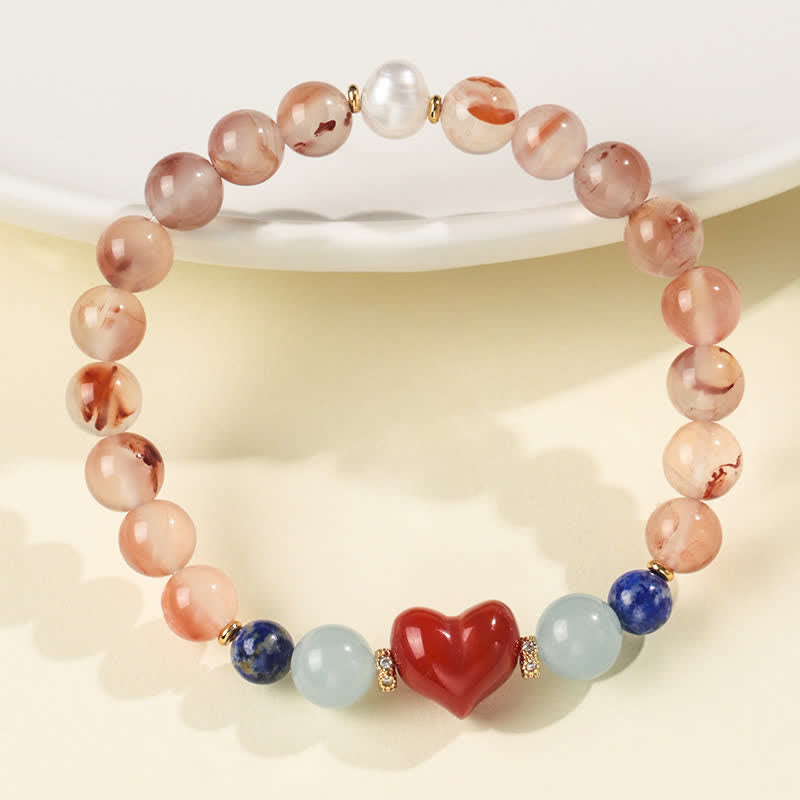 Nimara Ritual Heart Design South Red Agate Lapis Lazuli Success Bracelet