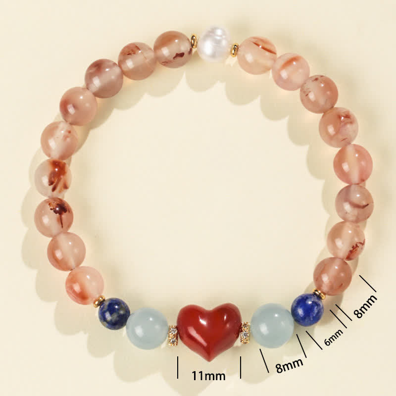 Nimara Ritual Heart Design South Red Agate Lapis Lazuli Success Bracelet