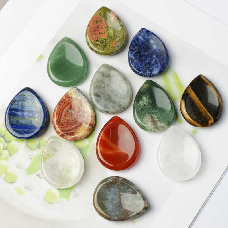 Nimara Ritual Teardrop Shape Worry Stone Protection Crystal Decor 45*35*8mm