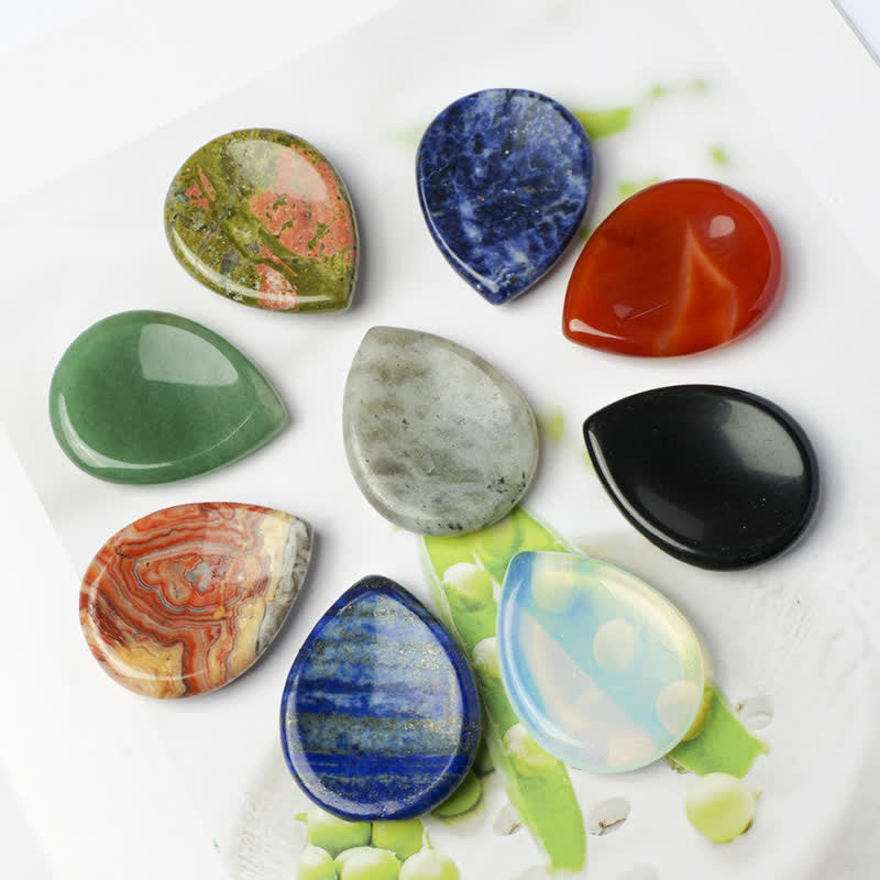 Nimara Ritual Teardrop Shape Worry Stone Protection Crystal Decor 45*35*8mm