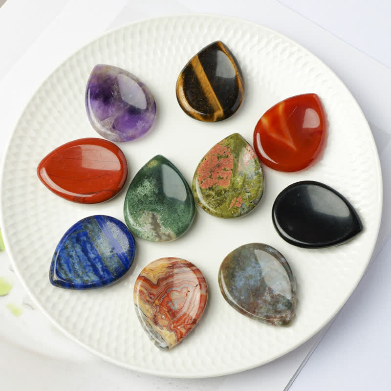 Nimara Ritual Teardrop Shape Worry Stone Protection Crystal Decor 45*35*8mm