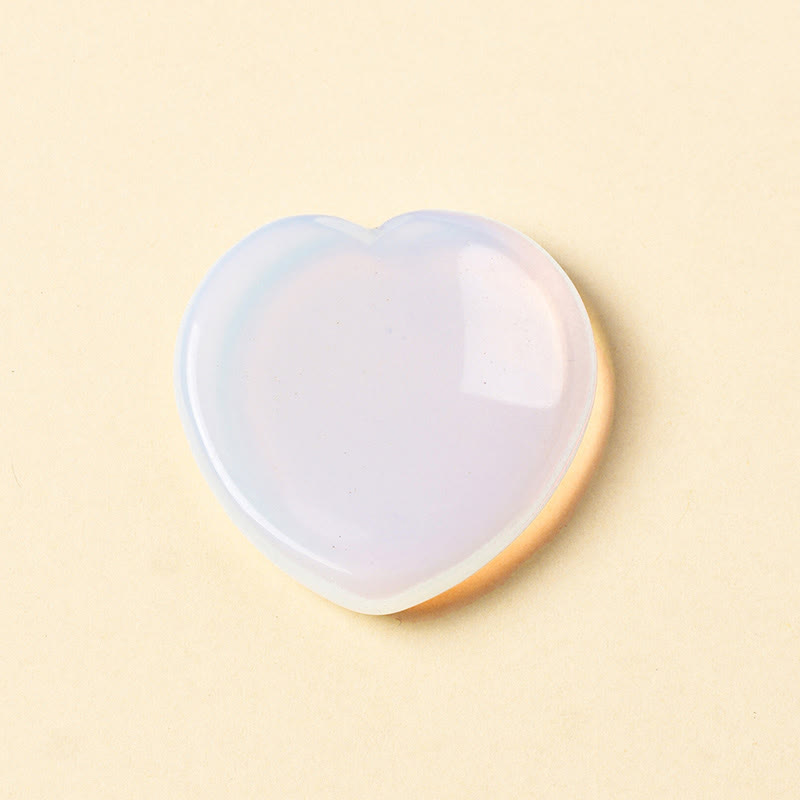 Nimara Ritual Heart Worry Stone Opal Rose Quartz Motivation Crystal Decor 4*4*0.7cm