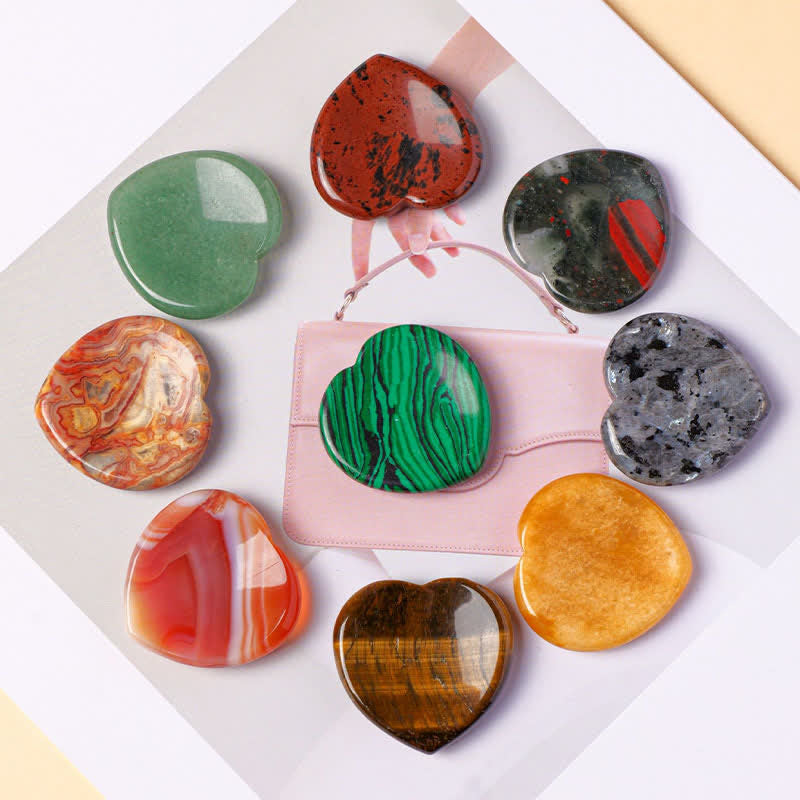 Nimara Ritual Heart Worry Stone Opal Rose Quartz Motivation Crystal Decor 4*4*0.7cm