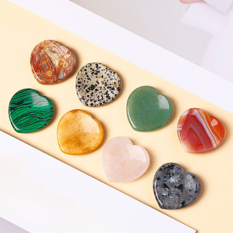 Nimara Ritual Heart Worry Stone Opal Rose Quartz Motivation Crystal Decor 4*4*0.7cm
