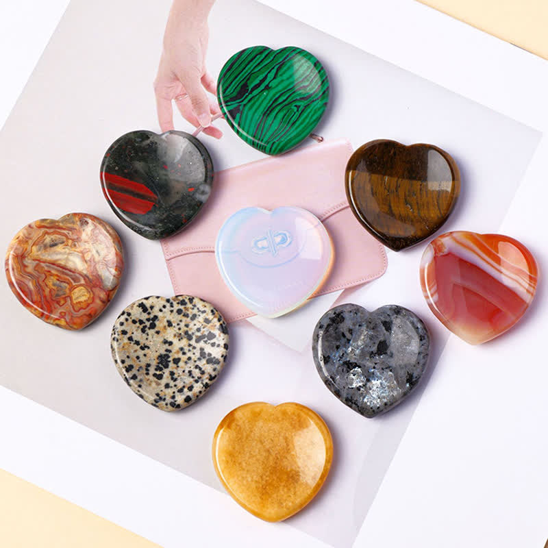 Nimara Ritual Heart Worry Stone Opal Rose Quartz Motivation Crystal Decor 4*4*0.7cm