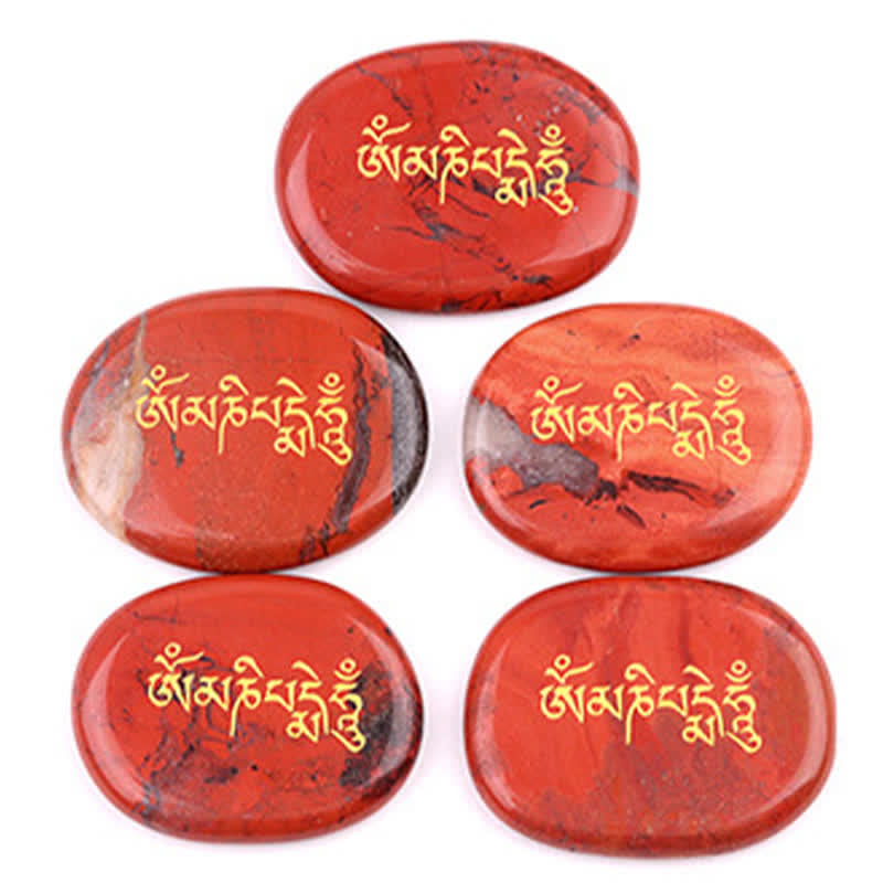 Nimara Ritual Om Mani Padme Hum Amethyst Tiger Eye Palm Stone Crystal Decor 35*45mm
