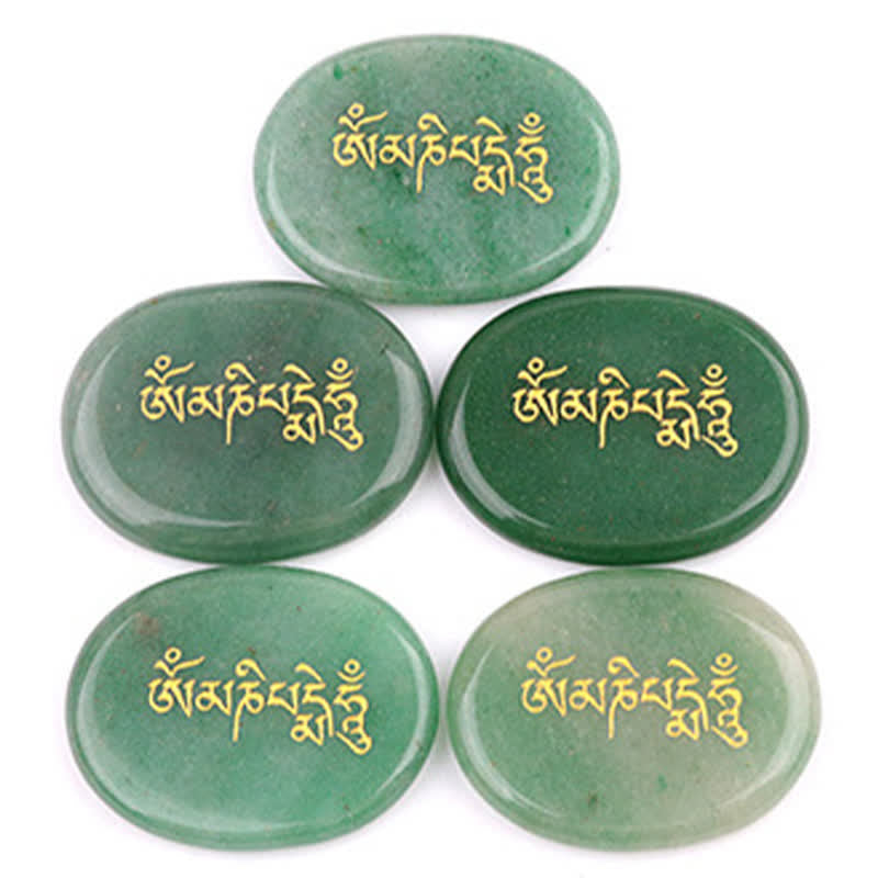 Nimara Ritual Om Mani Padme Hum Amethyst Tiger Eye Palm Stone Crystal Decor 35*45mm
