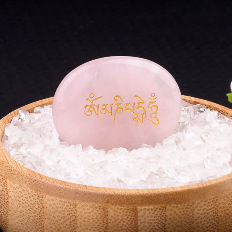 Nimara Ritual Om Mani Padme Hum Amethyst Tiger Eye Palm Stone Crystal Decor 35*45mm