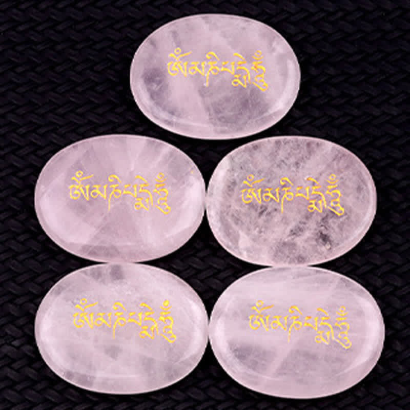 Nimara Ritual Om Mani Padme Hum Amethyst Tiger Eye Palm Stone Crystal Decor 35*45mm