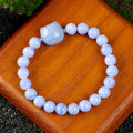 Nimara Ritual Cute Cat Design Blue Lace Agate Clear Quartz Beaded Bracelet