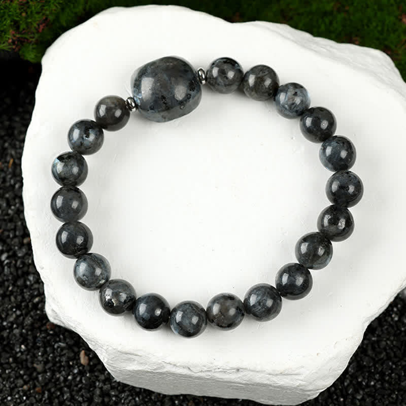 Nimara Ritual Cute Cat Design Blue Lace Agate Clear Quartz Beaded Bracelet