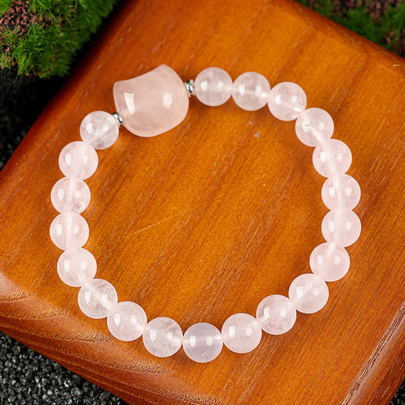Nimara Ritual Cute Cat Design Blue Lace Agate Clear Quartz Beaded Bracelet