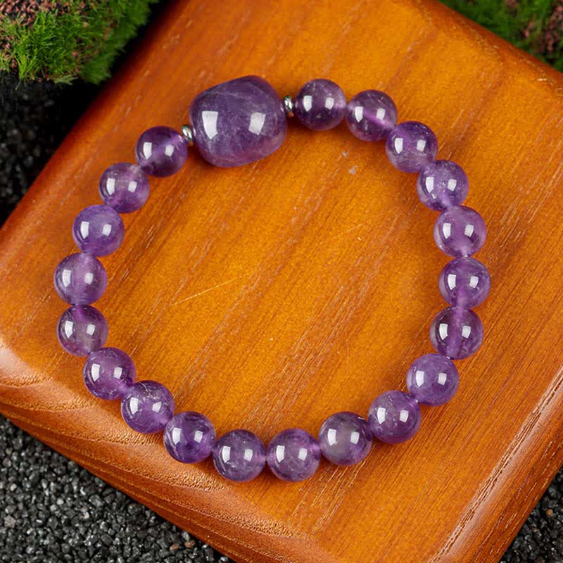 Nimara Ritual Cute Cat Design Blue Lace Agate Clear Quartz Beaded Bracelet