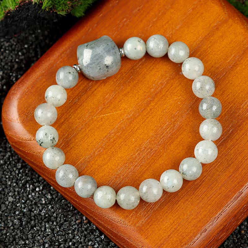 Nimara Ritual Cute Cat Design Blue Lace Agate Clear Quartz Beaded Bracelet