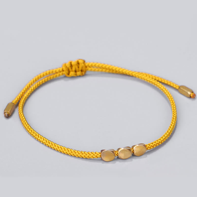 Nimara Ritual 3Pcs Blue Yellow String Golden Copper Beads Healing Bracelet
