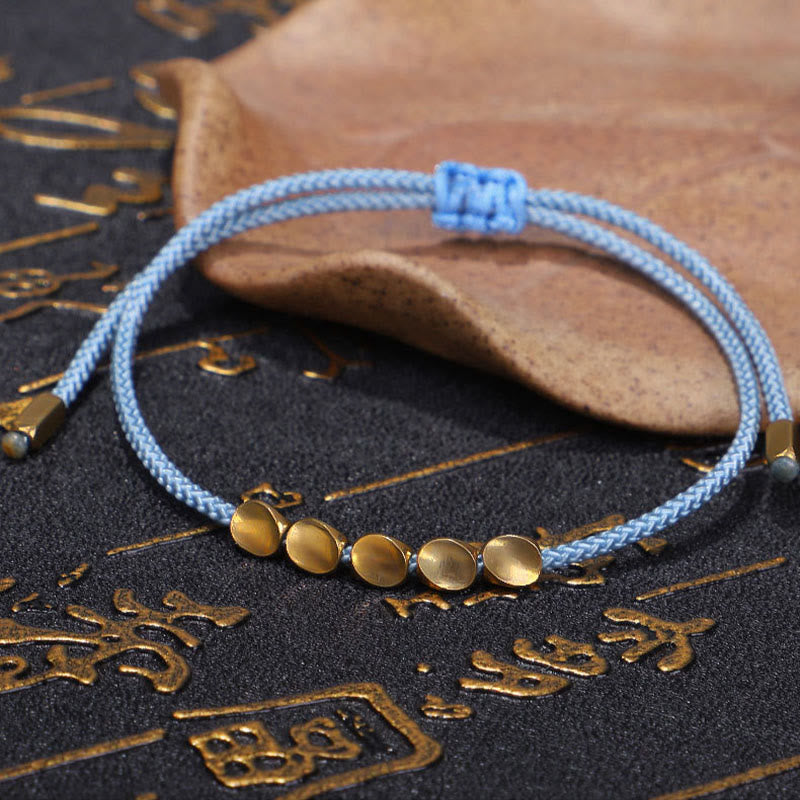 Nimara Ritual 3Pcs Blue Yellow String Golden Copper Beads Healing Bracelet