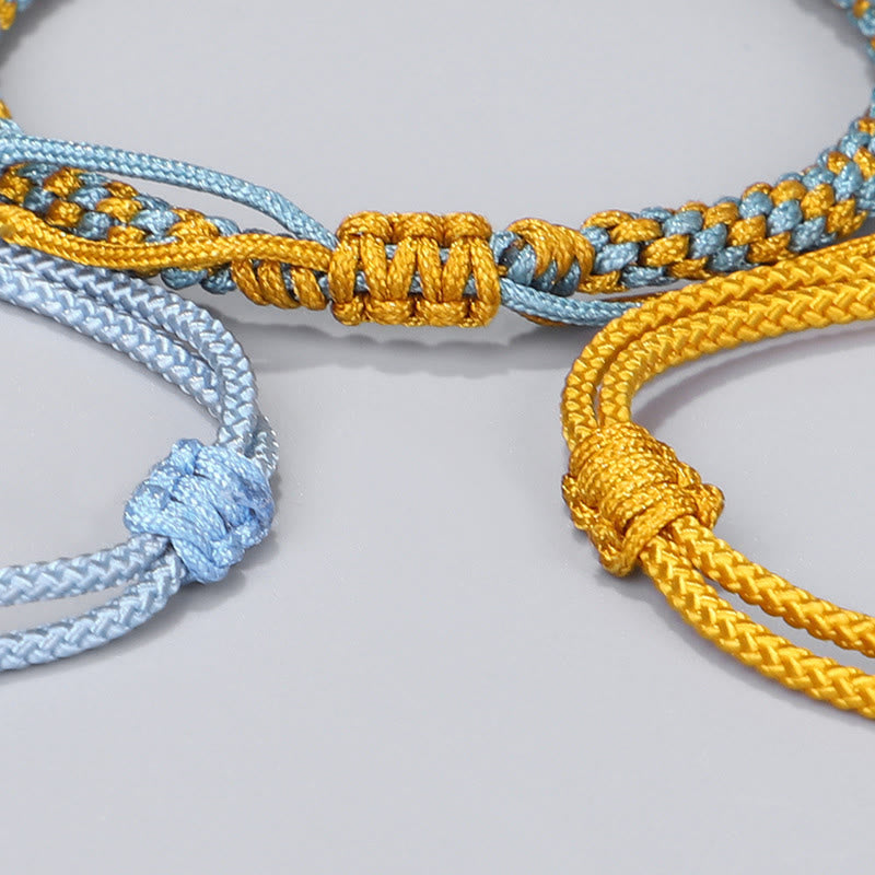 Nimara Ritual 3Pcs Blue Yellow String Golden Copper Beads Healing Bracelet