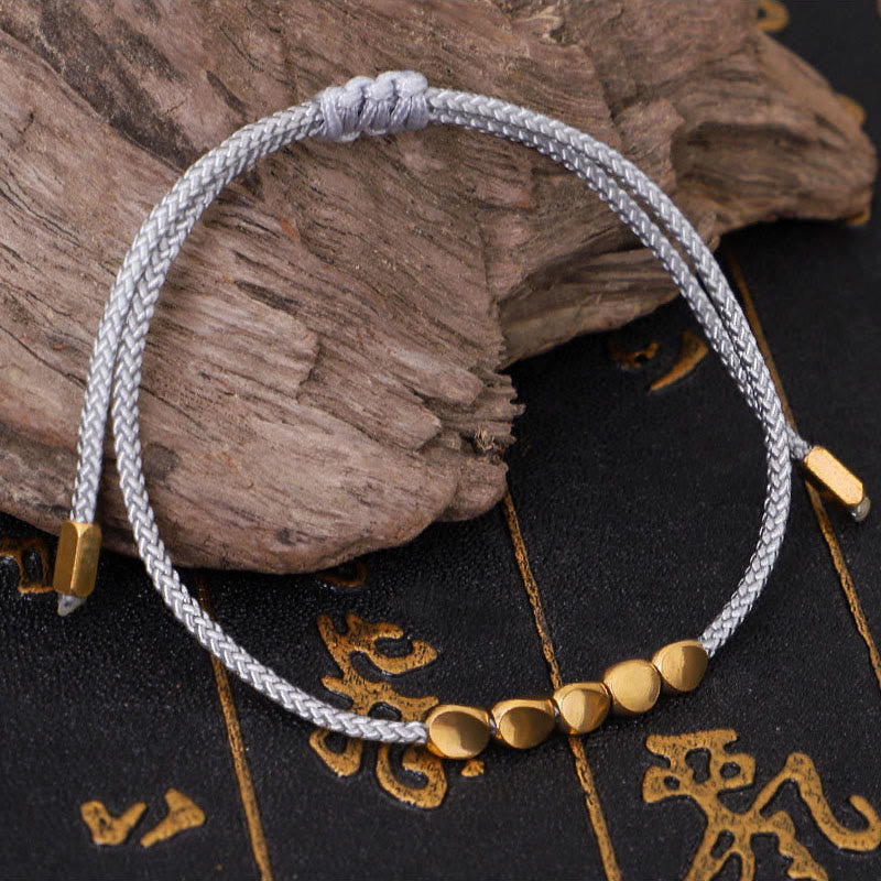 Nimara Ritual 3Pcs Blue Gray String Golden Copper Beads Self Care Bracelet