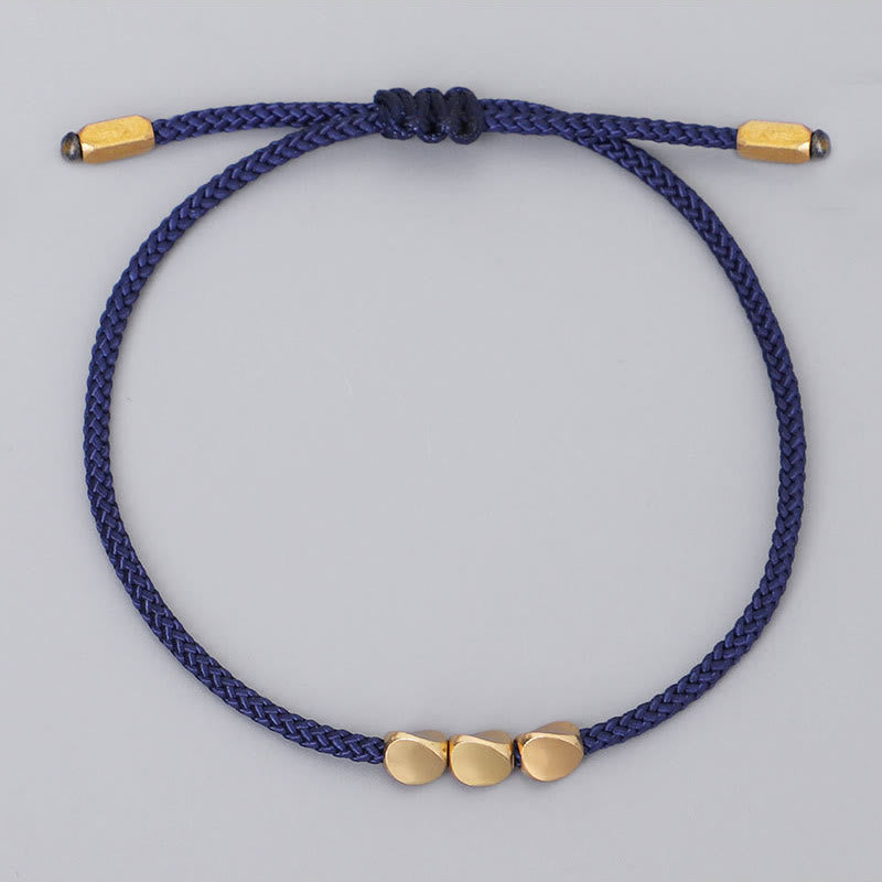 Nimara Ritual 3Pcs Blue Gray String Golden Copper Beads Self Care Bracelet