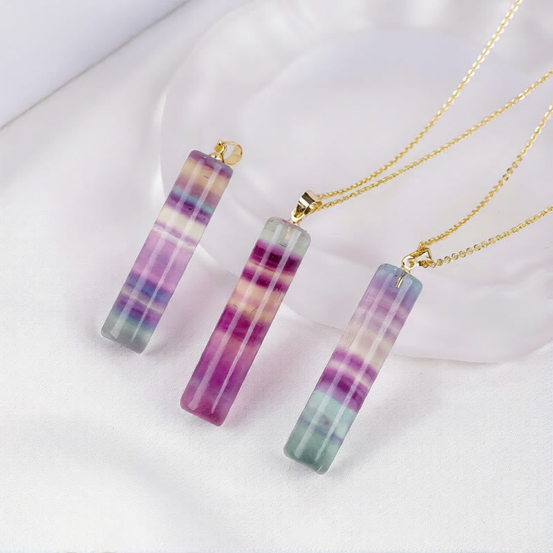 Nimara Ritual Natural Colorful Fluorite Cylindrical Protection Necklace Pendant