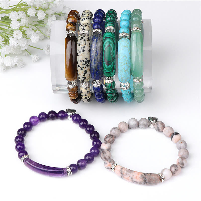 Nimara Ritual Amethyst Tiger Eye Lapis Lazuli Green Aventurine Rhodonite Dalmatian Jasper Healing Bracelet