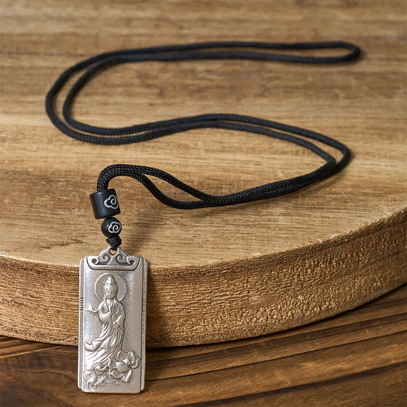 Nimara Ritual Copper Plated With Silver AvalokiteAvara Rope Wealth Necklace Pendant