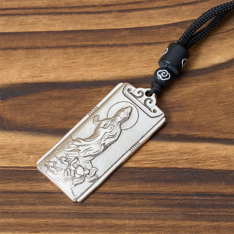 Nimara Ritual Copper Plated With Silver AvalokiteAvara Rope Wealth Necklace Pendant