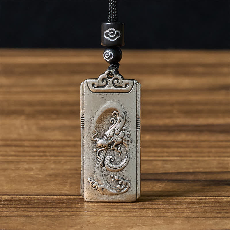 Nimara Ritual Copper Plated With Silver Dragon Rope Strength Necklace Pendant