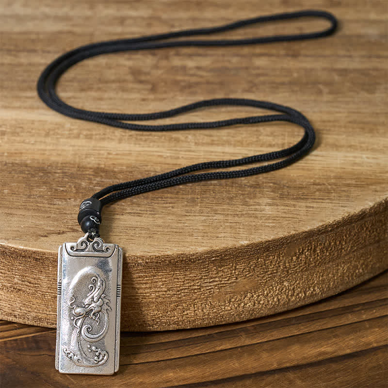 Nimara Ritual Copper Plated With Silver Dragon Rope Strength Necklace Pendant