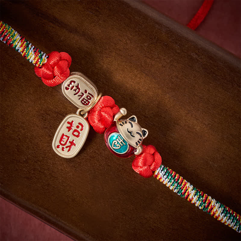 Nimara Ritual Red String Plaited Auspicious Fu Character Protection Adjustable Cats Pet Collar
