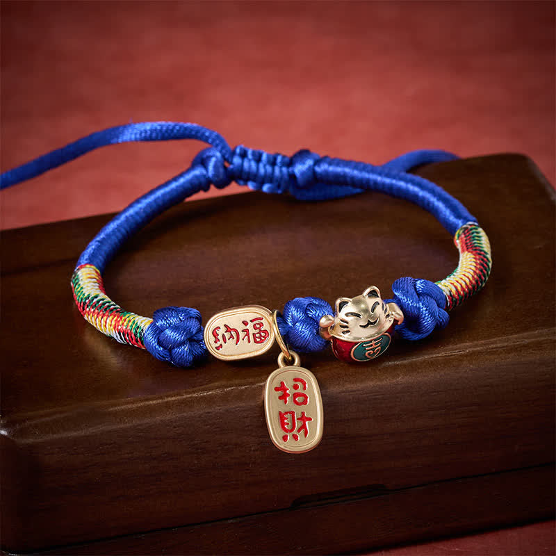 Nimara Ritual Red String Plaited Auspicious Fu Character Protection Adjustable Cats Pet Collar