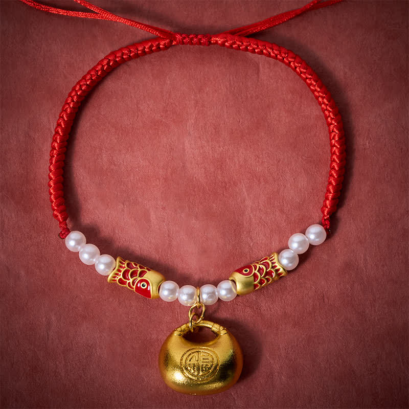 Nimara Ritual Red String Plaited Koi Fish Fu Character Fortune Adjustable Cats Dogs Pet Collar