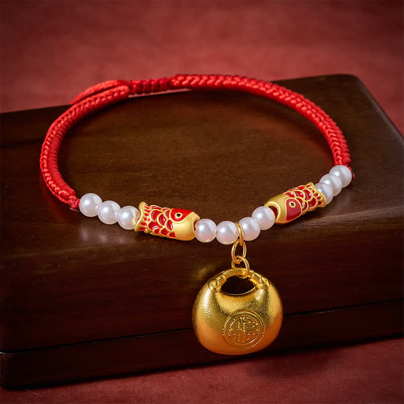 Nimara Ritual Red String Plaited Koi Fish Fu Character Fortune Adjustable Cats Dogs Pet Collar