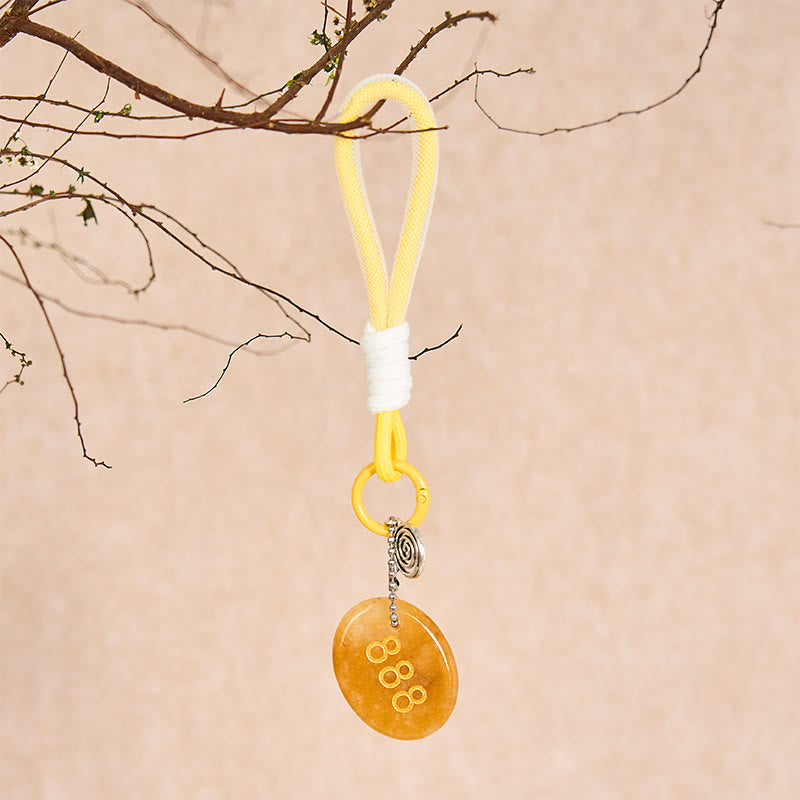 Nimara Ritual "Attract Abundance and Success" 888 Angel Number Natural Yellow Aventurine Key Chain Hanging Decoration Includes Gift Message Card