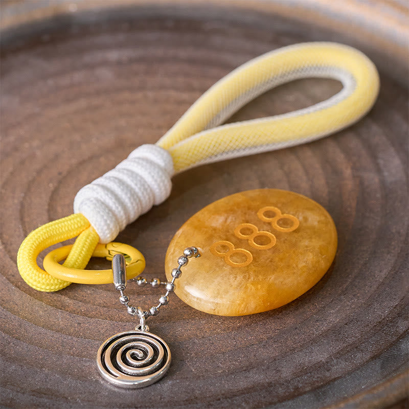 Nimara Ritual "Attract Abundance and Success" 888 Angel Number Natural Yellow Aventurine Key Chain Hanging Decoration Includes Gift Message Card