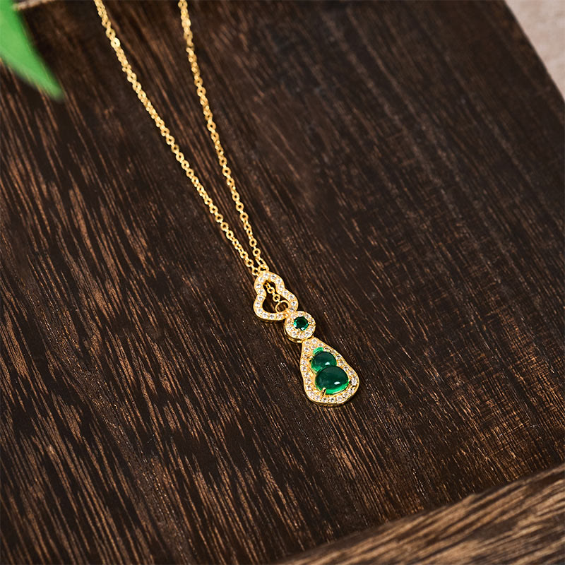 Nimara Ritual Colorful Gourd Hollow Design Copper Balance Necklace Pendant